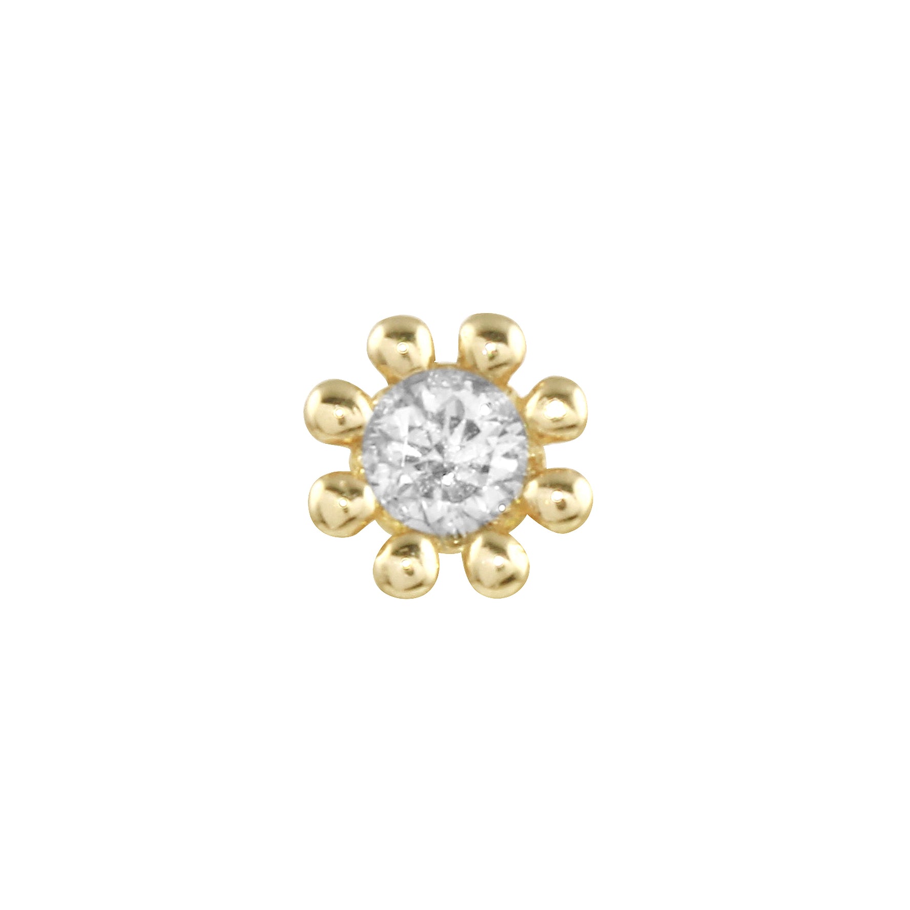 Diamond Daisy Single Stud Earring, 14K -Earrings-Ashley Schenkein Jewelry Design