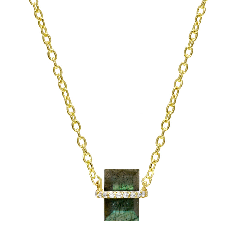 Pavé Wrapped Baguette Gemstone Pendant Necklace-Necklace-Ashley Schenkein Jewelry Design