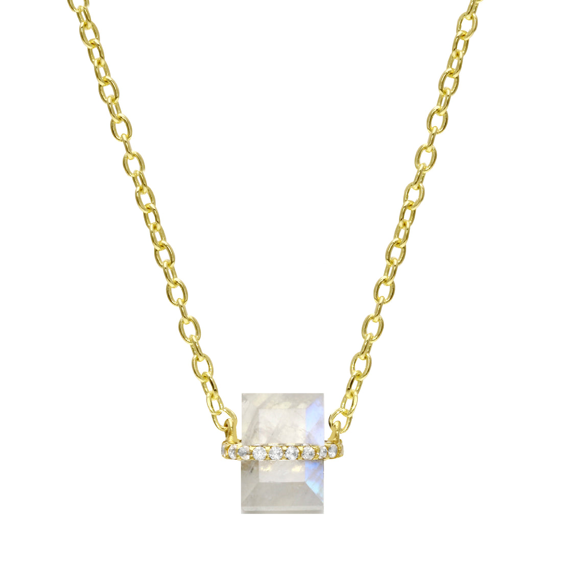 Pavé Wrapped Baguette Gemstone Pendant Necklace-Necklace-Ashley Schenkein Jewelry Design