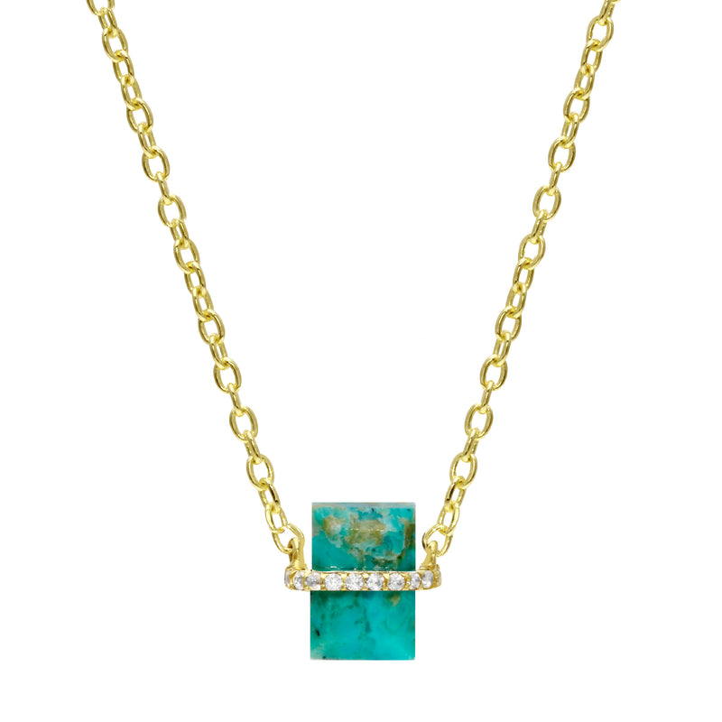 Pavé Wrapped Baguette Gemstone Pendant Necklace-Necklace-Ashley Schenkein Jewelry Design