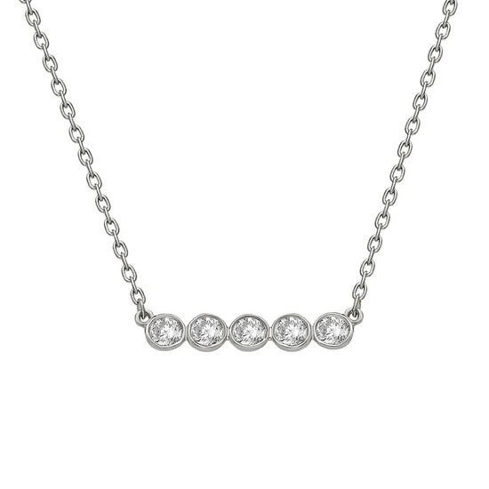 Diamond Bezel Bar Necklace, 14k (5 stones)-Necklace-Ashley Schenkein Jewelry Design