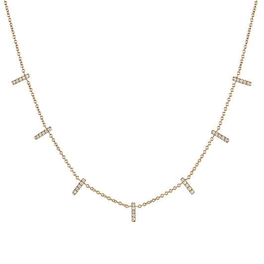 Diamond Pavé Bars Necklace, 14k-Necklace-Ashley Schenkein Jewelry Design