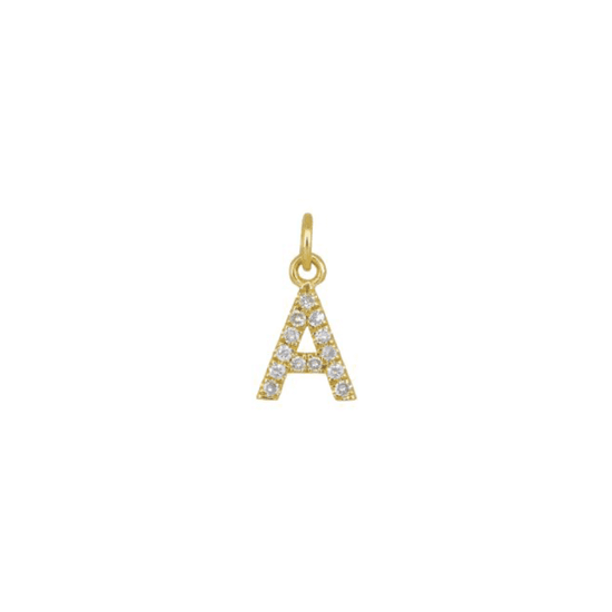 Diamond Initial Charm 14k Yellow Gold Necklace-Necklace-Ashley Schenkein Jewelry Design