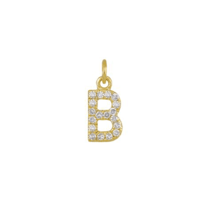 Diamond Initial Charm 14k Yellow Gold Necklace-Necklace-Ashley Schenkein Jewelry Design