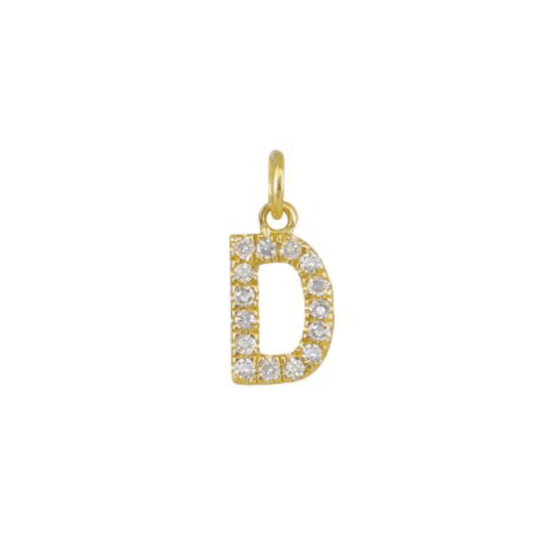 Diamond Initial Charm 14k Yellow Gold Necklace-Necklace-Ashley Schenkein Jewelry Design