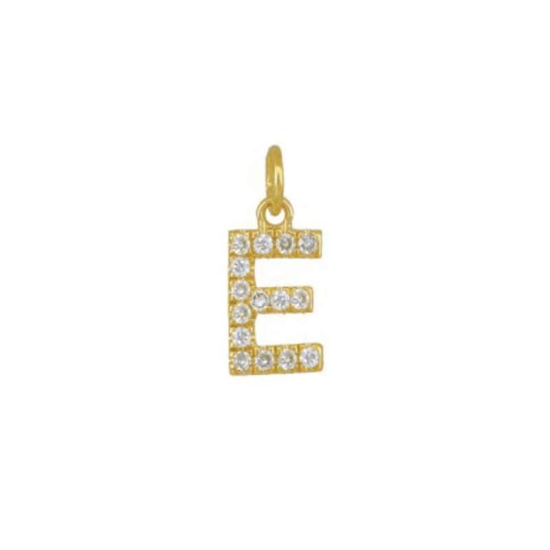 Diamond Initial Charm 14k Yellow Gold Necklace-Necklace-Ashley Schenkein Jewelry Design