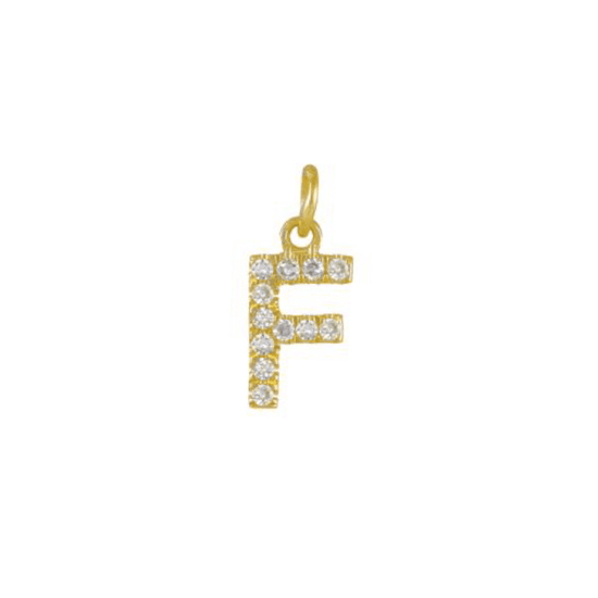 Diamond Initial Charm 14k Yellow Gold Necklace-Necklace-Ashley Schenkein Jewelry Design