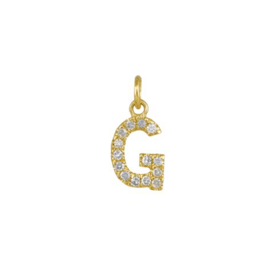 Diamond Initial Charm 14k Yellow Gold Necklace-Necklace-Ashley Schenkein Jewelry Design