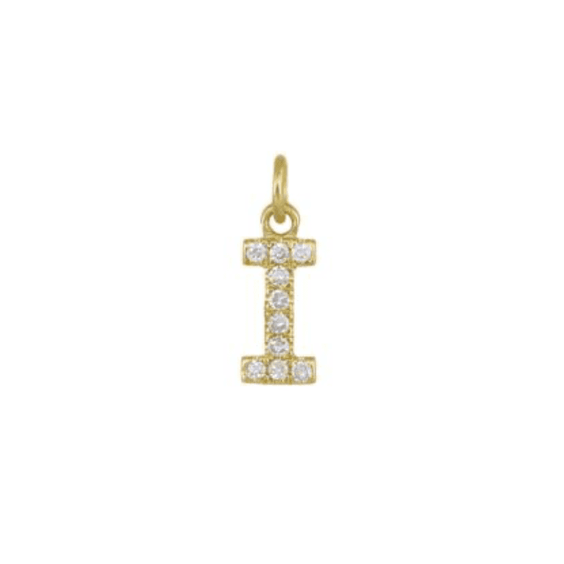 Diamond Initial Charm 14k Yellow Gold Necklace-Necklace-Ashley Schenkein Jewelry Design