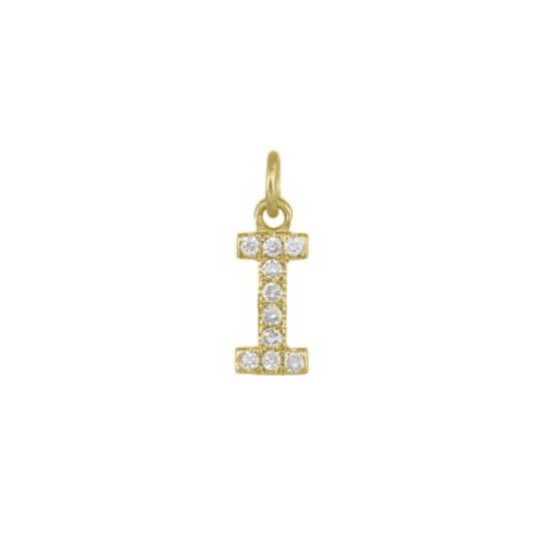 Diamond Initial Charm 14k Yellow Gold Necklace-Necklace-Ashley Schenkein Jewelry Design