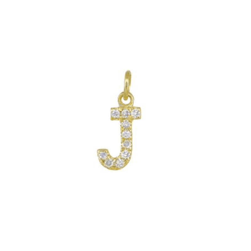 Diamond Initial Charm 14k Yellow Gold Necklace-Necklace-Ashley Schenkein Jewelry Design