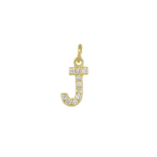 Diamond Initial Charm 14k Yellow Gold Necklace-Necklace-Ashley Schenkein Jewelry Design