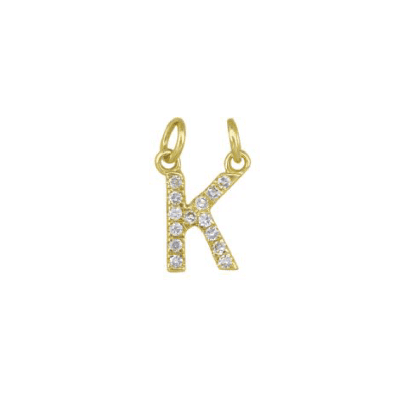 Diamond Initial Charm 14k Yellow Gold Necklace-Necklace-Ashley Schenkein Jewelry Design