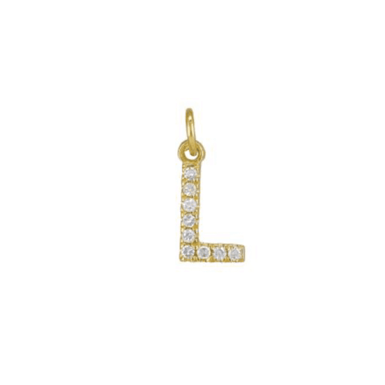 Diamond Initial Charm 14k Yellow Gold Necklace-Necklace-Ashley Schenkein Jewelry Design