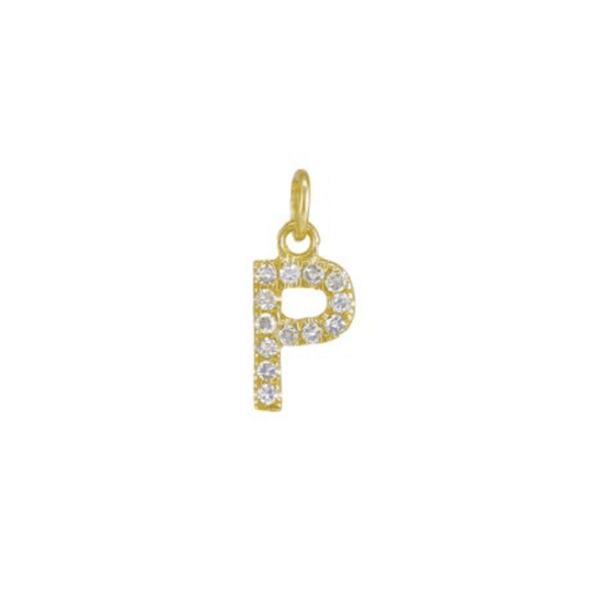 Diamond Initial Charm 14k Yellow Gold Necklace-Necklace-Ashley Schenkein Jewelry Design