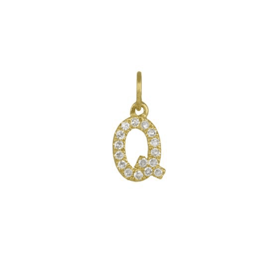 Diamond Initial Charm 14k Yellow Gold Necklace-Necklace-Ashley Schenkein Jewelry Design