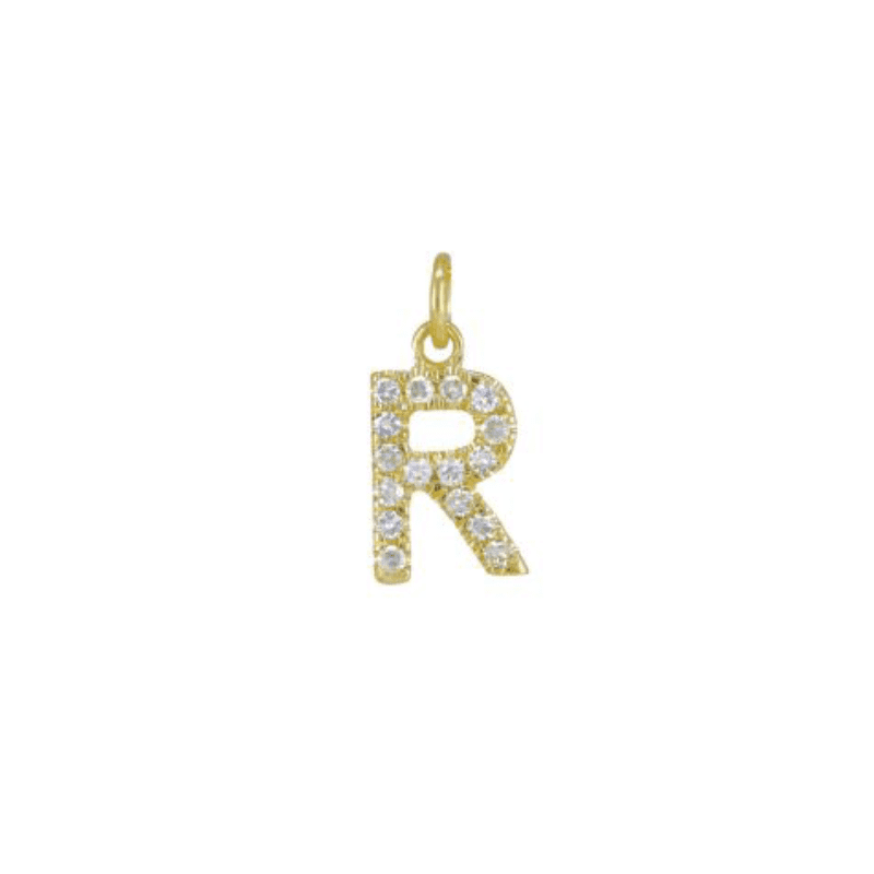 Diamond Initial Charm 14k Yellow Gold Necklace-Necklace-Ashley Schenkein Jewelry Design