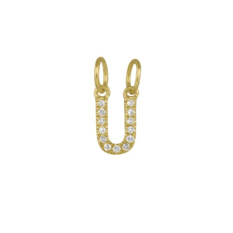 Diamond Initial Charm 14k Yellow Gold Necklace-Necklace-Ashley Schenkein Jewelry Design