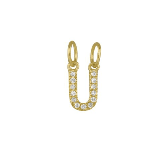 Diamond Initial Charm 14k Yellow Gold Necklace-Necklace-Ashley Schenkein Jewelry Design