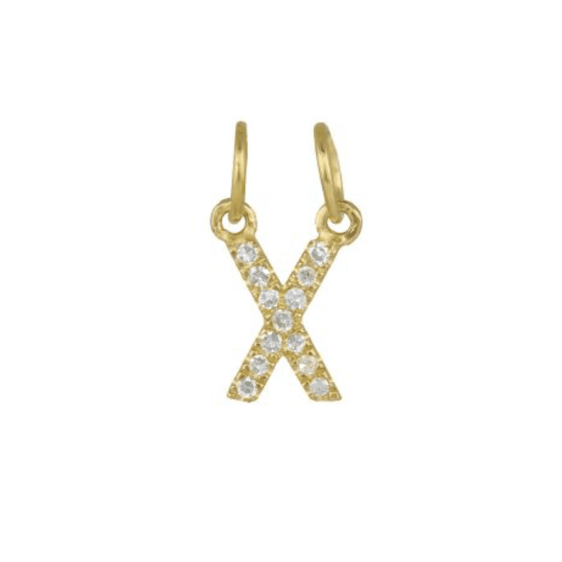 Diamond Initial Charm 14k Yellow Gold Necklace-Necklace-Ashley Schenkein Jewelry Design