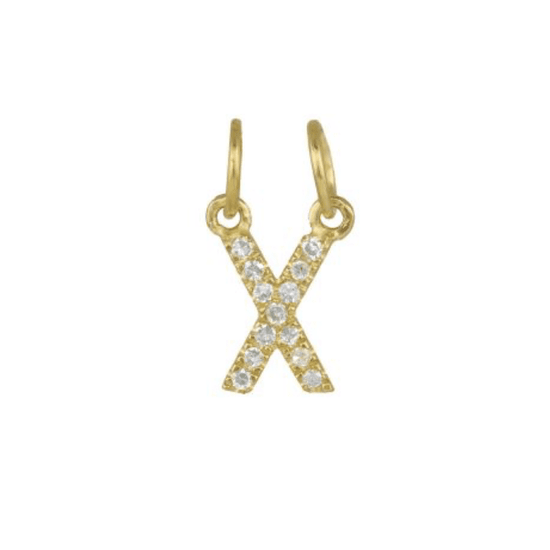 Diamond Initial Charm 14k Yellow Gold Necklace-Necklace-Ashley Schenkein Jewelry Design