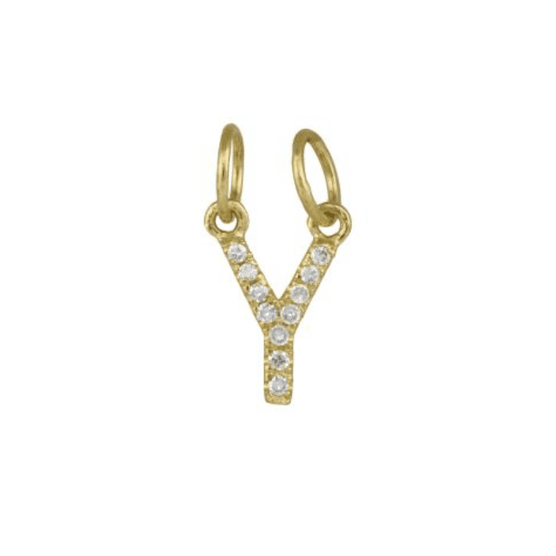 Diamond Initial Charm 14k Yellow Gold Necklace-Necklace-Ashley Schenkein Jewelry Design