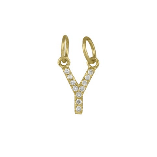 Diamond Initial Charm 14k Yellow Gold Necklace-Necklace-Ashley Schenkein Jewelry Design