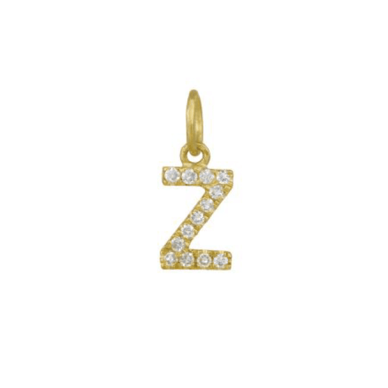 Diamond Initial Charm 14k Yellow Gold Necklace-Necklace-Ashley Schenkein Jewelry Design