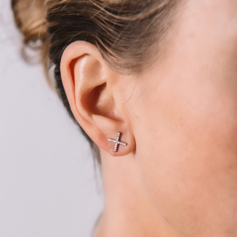 Diamond Pavé X Earrings-Earrings-Ashley Schenkein Jewelry Design