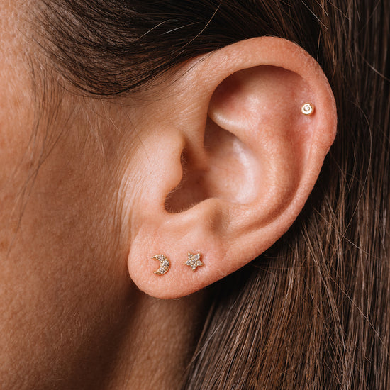 Diamond Pavé Star Stud Single Earring, 14k-Earrings-Ashley Schenkein Jewelry Design