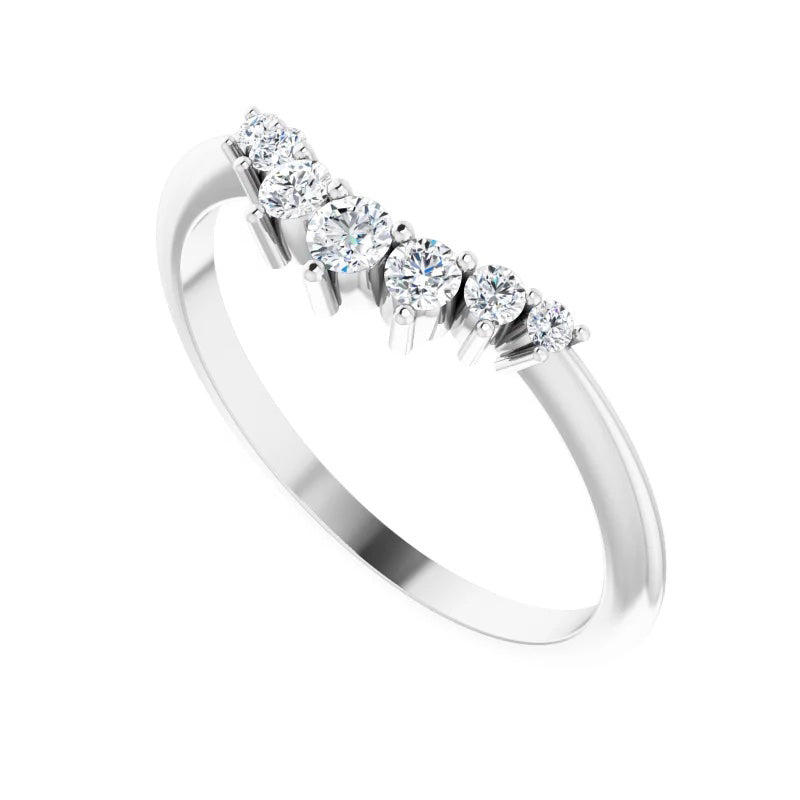 Round Diamond Arch Contour Tracer Wedding Band-Tracer band-Ashley Schenkein Jewelry Design