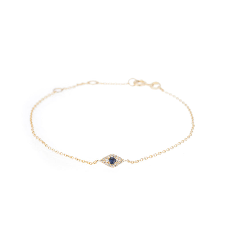 Diamond and Sapphire Evil Eye Bracelet, 14k-Bracelets-Ashley Schenkein Jewelry Design