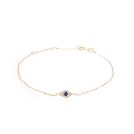 Diamond and Sapphire Evil Eye Bracelet, 14k-Bracelets-Ashley Schenkein Jewelry Design