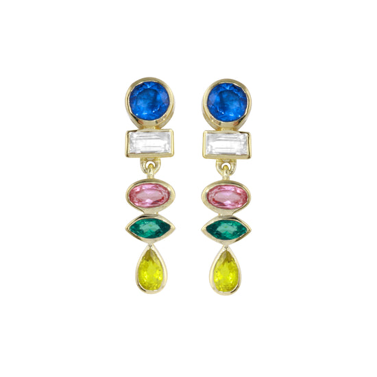 Multi Shape Gemstone Drop Stud Earrings-Earrings-Ashley Schenkein Jewelry Design