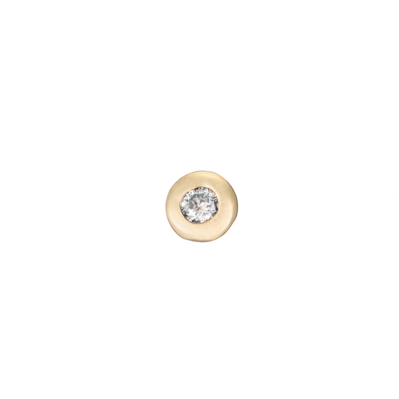 Solid Gold Diamond Bezel Stud Single Earring, 14k-Earrings-Ashley Schenkein Jewelry Design