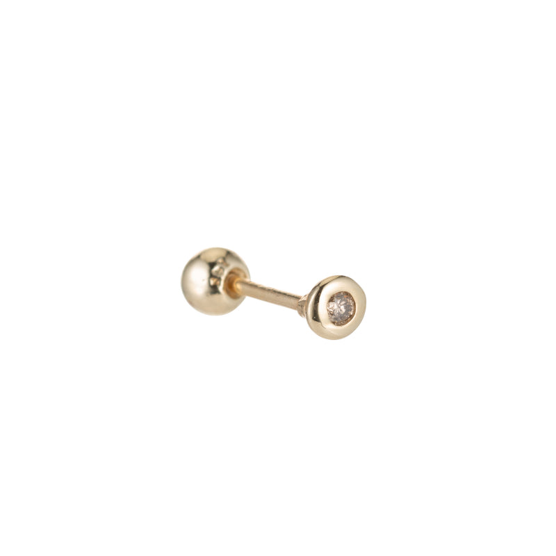 Solid Gold Diamond Bezel Stud Single Earring, 14k-Earrings-Ashley Schenkein Jewelry Design