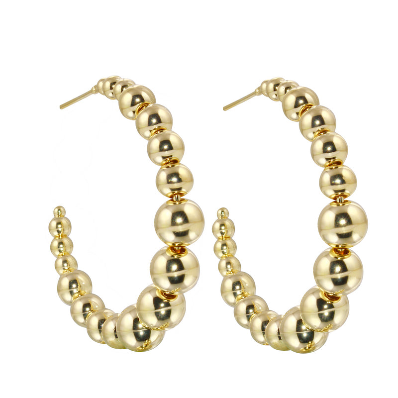 Graduated Bead Hoop Earrings-Earrings-Ashley Schenkein Jewelry Design