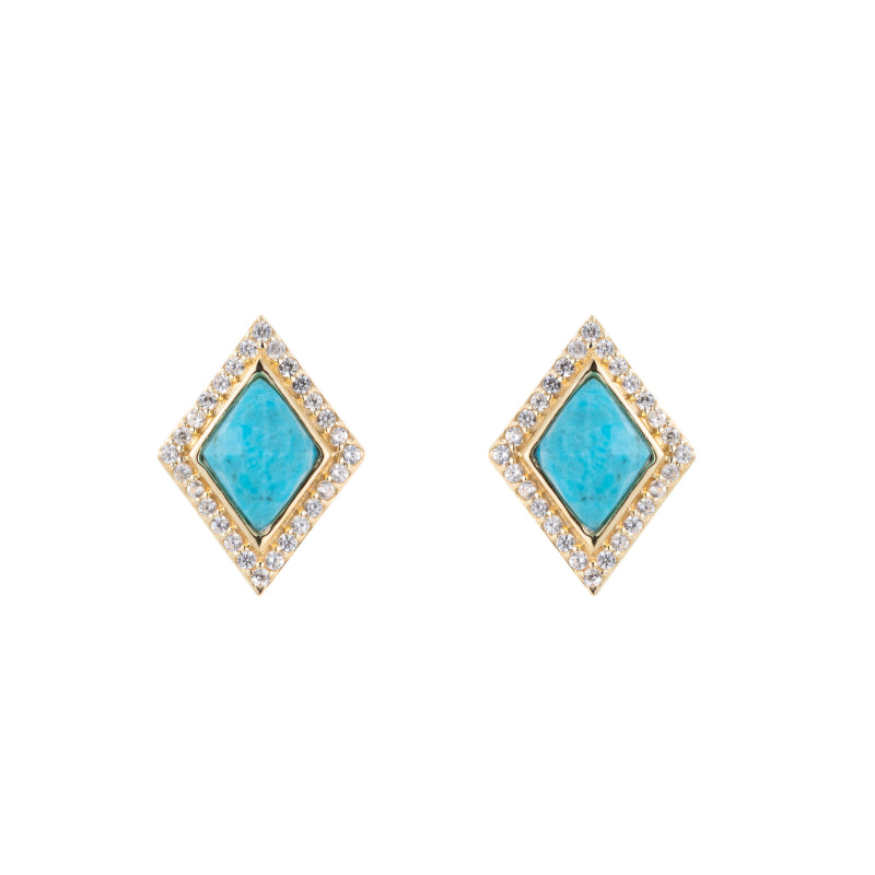 Kite Gemstone Pavé Stud Earrings-Earrings-Ashley Schenkein Jewelry Design