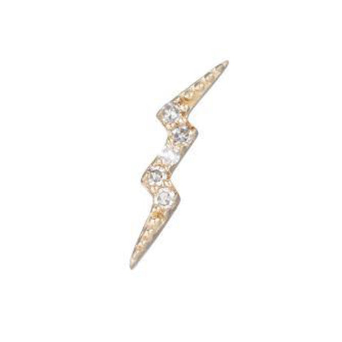 Solid Gold Diamond Curved Single Stud Earring, 14k