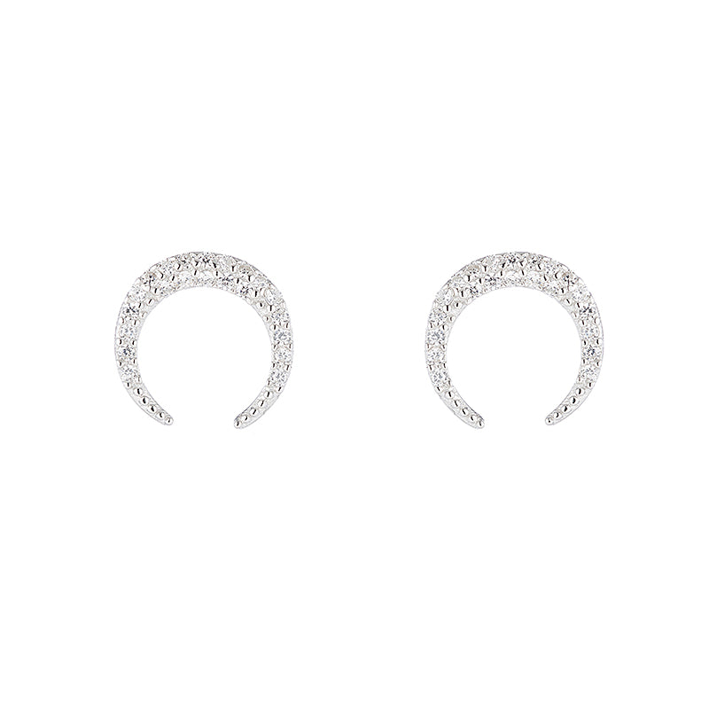 Melrose Pavé CZ Crescent Earrings-Earrings-Ashley Schenkein Jewelry Design