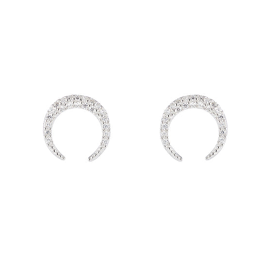 Melrose Pavé CZ Crescent Earrings-Earrings-Ashley Schenkein Jewelry Design