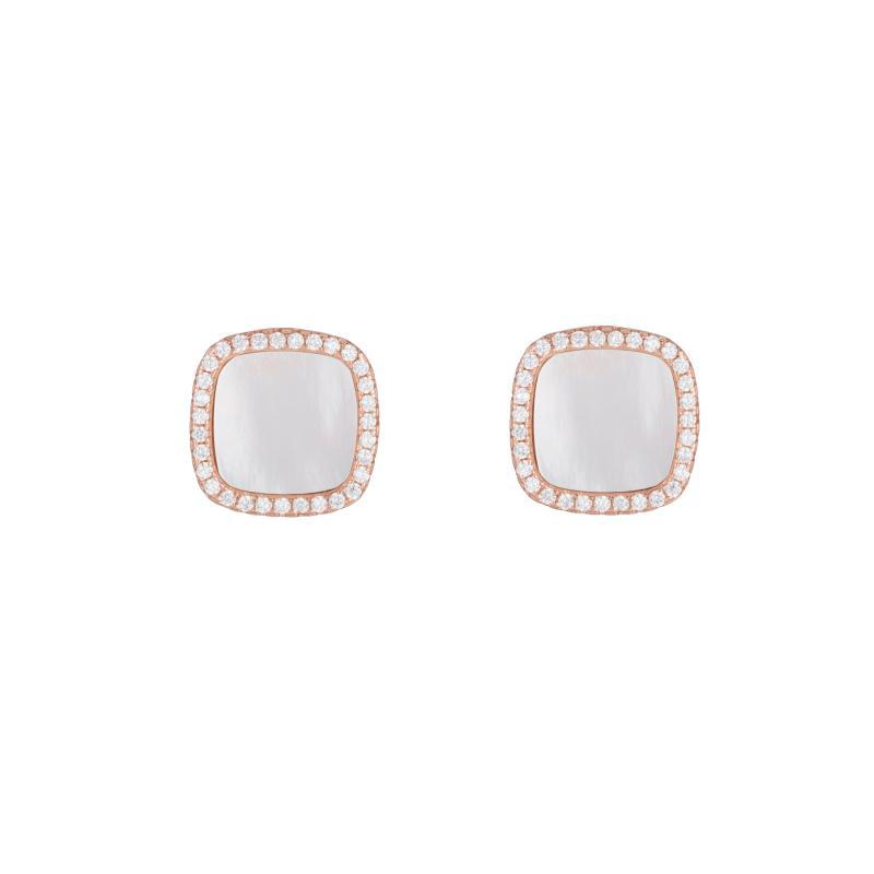 Pavé Mother of Pearl Square Stud Earrrings-Earrings-Ashley Schenkein Jewelry Design