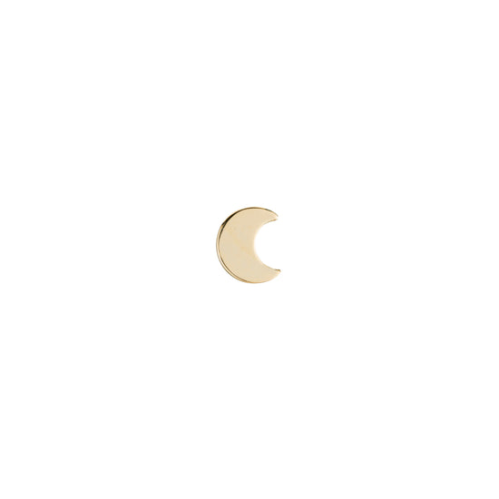 Solid Gold Moon Stud Single Earring, 14k-Earrings-Ashley Schenkein Jewelry Design