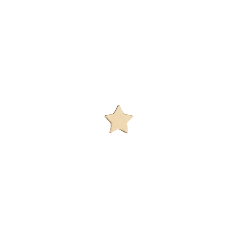 Solid Gold Mini Star Stud Single Earring, 14k-Earrings-Ashley Schenkein Jewelry Design