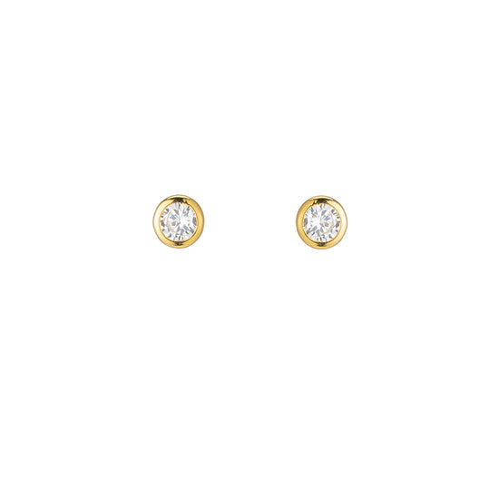 Melrose Bezel CZ Stud Earrings-Earrings-Ashley Schenkein Jewelry Design