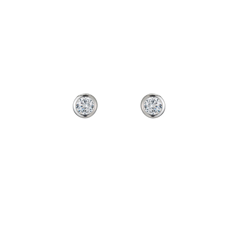 Melrose Bezel CZ Stud Earrings-Earrings-Ashley Schenkein Jewelry Design