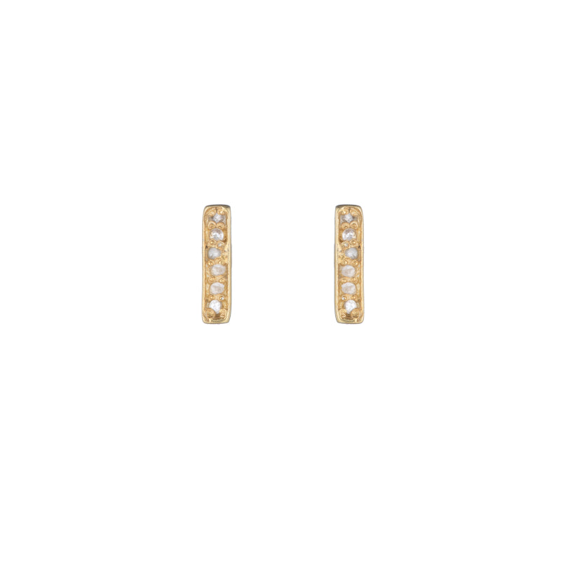 Brooklyn Pavé Diamond Small Bar Earrings-Earrings-Ashley Schenkein Jewelry Design