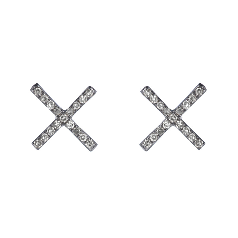 Diamond Pavé X Earrings-Earrings-Ashley Schenkein Jewelry Design