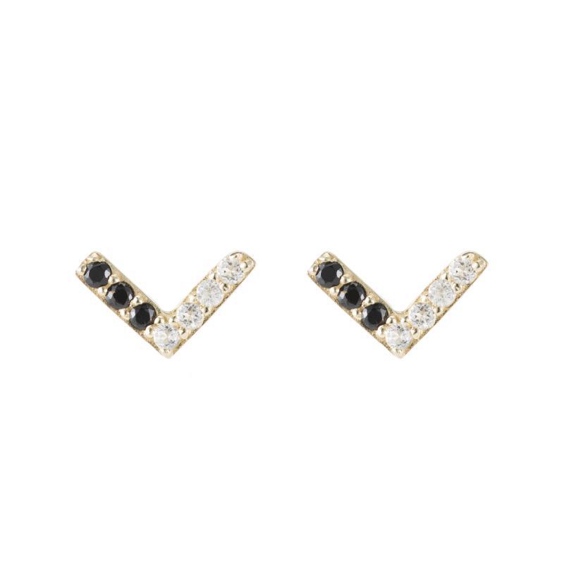 Portland Pavé Chevron Stud Earrings-Earrings-Ashley Schenkein Jewelry Design