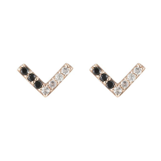 Portland Pavé Chevron Stud Earrings-Earrings-Ashley Schenkein Jewelry Design